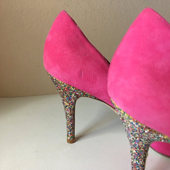 ♠️ KATE SPADE NEW YORK ♠️ Pink Suede Multi-Glitter Heels ♠️ 7.5W - Picture 16 of 16